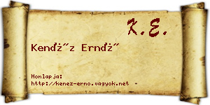 Kenéz Ernő névjegykártya